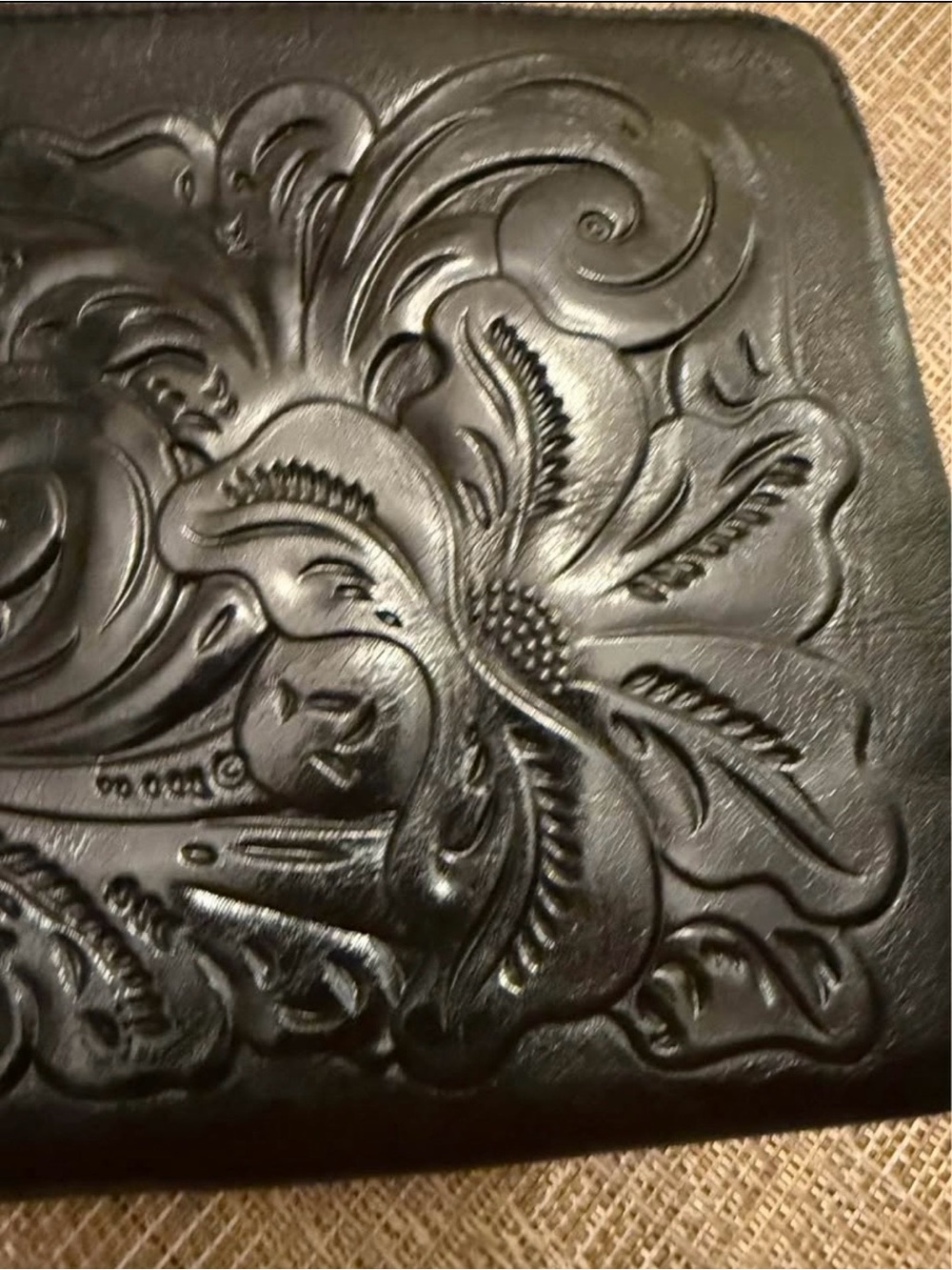Patricia Nash-Embossed Floral Leather Wristlet Clutch - Black - Picture 2 of 7